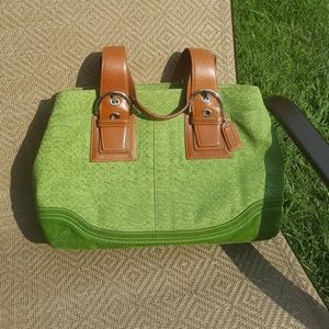 COACH SOHO GREEN CANVAS PURSE HAND BAG